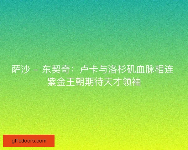 萨沙 - 东契奇：卢卡与洛杉矶血脉相连 紫金王朝期待天才领袖